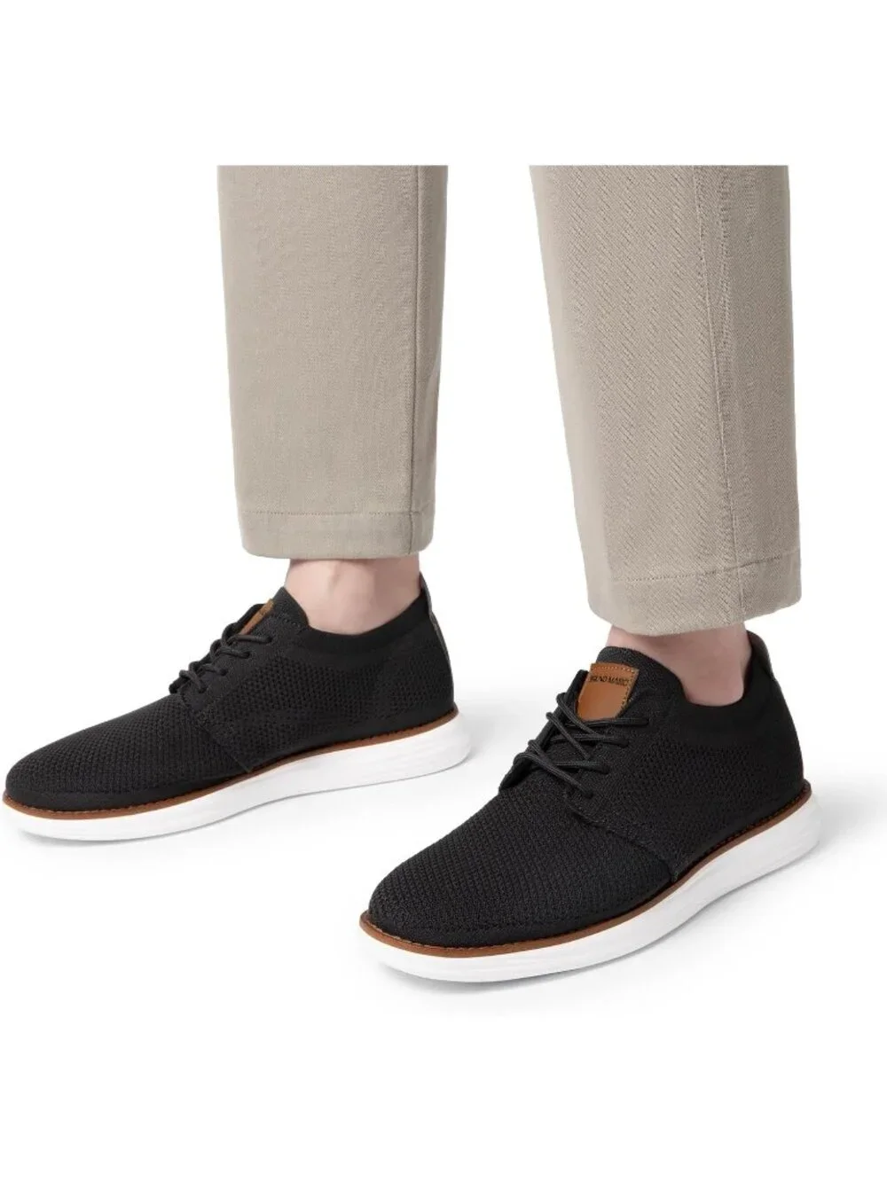 Men's Black Mesh Knit Flex Breeze Lightweight Casual Lace-Up Walking Sneakers